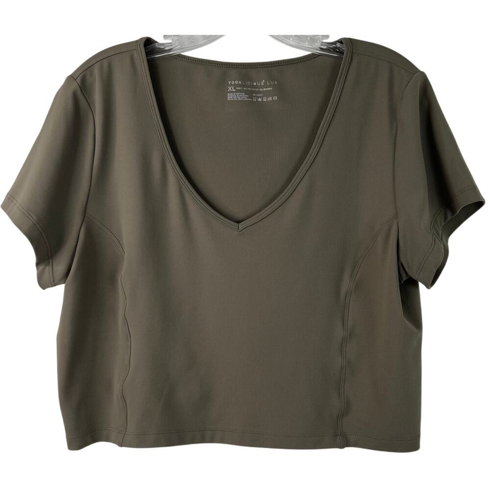 Yogalicious Lux Women's Cropped Top Athleisure Sporty Brown/Taupe Casual Size XL